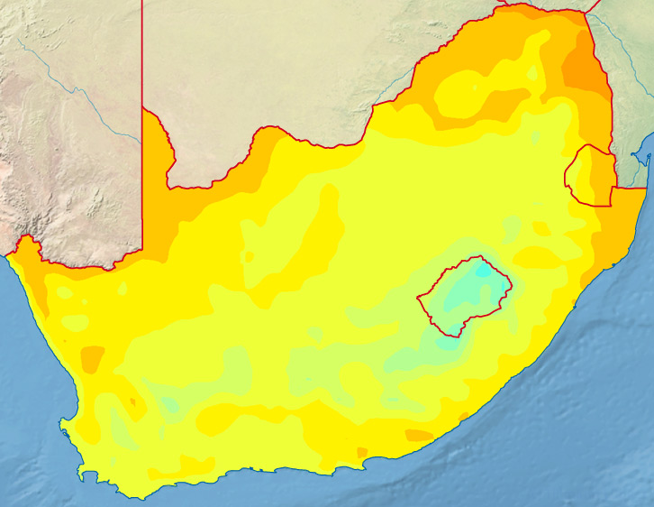 Höchste Temperaturen in Südafrika im Mai